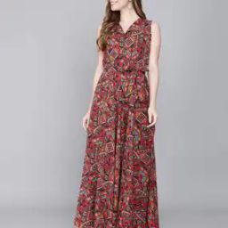 Printed A-line Dress-image-7