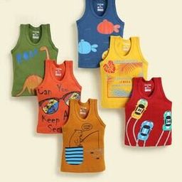 Pack of 6 Boys Graphic Print Vests-25