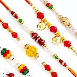 Set of 5 Beaded Thread Rakhis-image-117