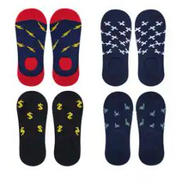 Pack of 4 Men Printed No-Show Socks-image-5