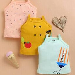 Pack Of 3 Girls Striped Inner Wear Tape Set with Round Neck-picture-25