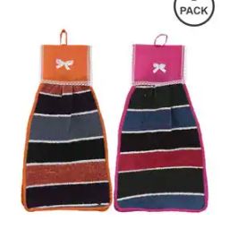 Set of 2 Striped Hanging Washbasin Napkins 17.5" x 9.5"-image-1