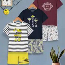 Boys Pack of 3 Typographic Print Shorts & T-Shirt Set-picture-19