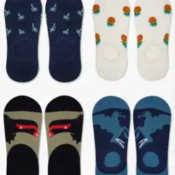 Men Pack of 4 Printed No-Show Socks-image-7