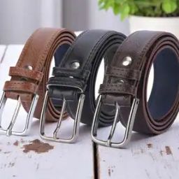 Men Pack of 3 Slim Belt With Tangle Buckle Closure-image-49