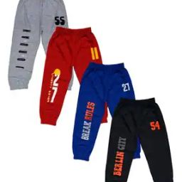 Pack of 4 Typographic Print Mid Rise Joggers-image-1