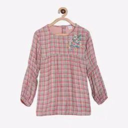 Checked Top with Floral Embroidery-picture-27