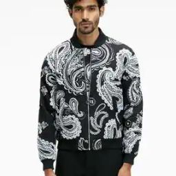 Men Paisley Print Regular Fit Zip-Front Bomber Jacket-picture-47
