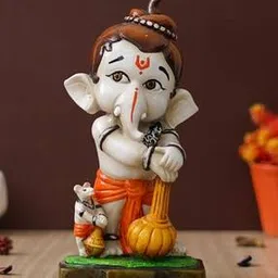 Polyresin Lord Ganesha & Mouse with Gadas Showpiece-5