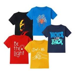 Pack of 5 Boys Printed Regular Fit Round-Neck T-Shirts-10