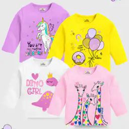 Girls Regular Fit Full Sleeves Cotton T-Shirts-image-86