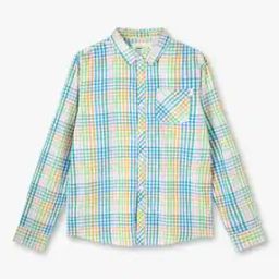 Boys Checked Slim Fit Shirt with Patch Pocket-image-25