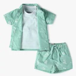 Tropical Print Shirt & Shorts Set with T-Shirt-picture-33