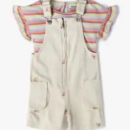 Girls Embroidered Cotton Dungaree with Top-image-54