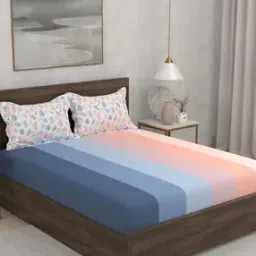 152 TC Striped Hashtag King- Size Cotton Bedsheet-image-39