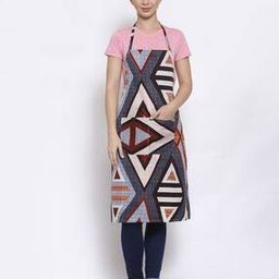 Geometric Print Kitchen Linen with patch Pocket-3