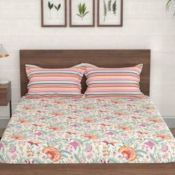 144 TC Morning Glory Floral Print Cotton Double Bedsheet-27