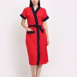 Colourblock Bathrobe with tie-Up Front-image-5