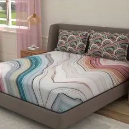 210 TC Printed Super King-Size Bedsheet with Pillow Covers-image-34