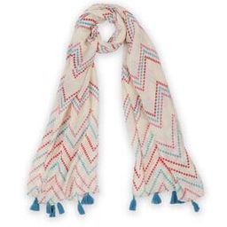 Chevron Print Scarf with Tassels-15