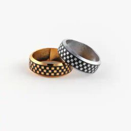 yousta Men Set of 3 Checked Band Rings image 1