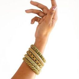 Women Golden Beads Work Designs Thread Bangles-image-76