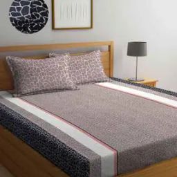 Geometric Print Super King Bedsheet with Pillow Covers-31