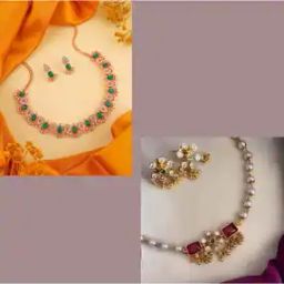 Women Set of 2 Stone-Studded Necklaces & Earings Set-image-134