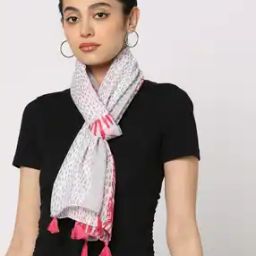 Women Printed Scarf with Tassels-picture-14