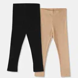 Girls Pack of 2 Ribbed Leggings-image-7