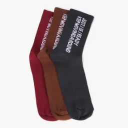 Men Pack of 3 Typographic Print Ankle Length Socks-image-75