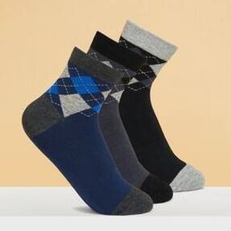 Men Pack of 3 Geometric Pattern Mid-Calf Length Socks -image-2