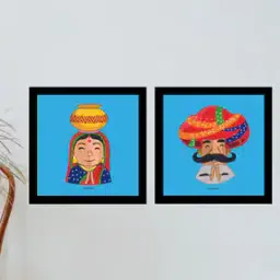 gathari Set of 2 Decoration Desi Couple Photo Frame 7" x 7"-picture-49
