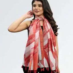 Women Striped Scarf with Tassels-image-30