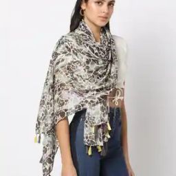 Women Printed Scarf with Tassels-picture-4