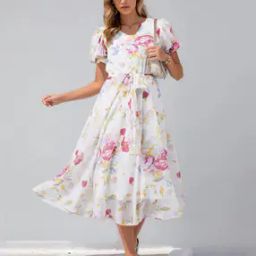 Women Floral Print Fit & Flare Dress-image-29