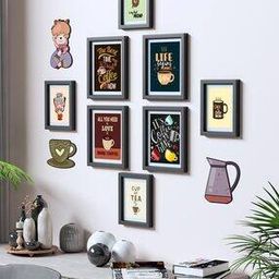 RANDOM Stylish collage Wall Photo Frame with Plaques  Set of 8 for home decor,bed room,living Room,office, Wall decoration for home - (Black)-12