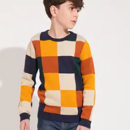 Boy Checked Round-Neck Sweater-picture-33