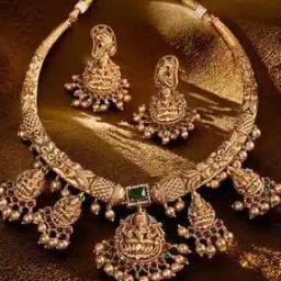 Women Matte Gold South Indian Temple Maa Lakshmi Motif Choker Necklace Jewelry Set-image-56