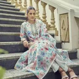 Women Floral Print Straight Kurta Suit Set-image-17