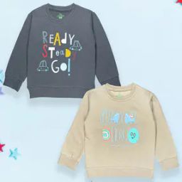 Unisex Pack of 2 Typographic Print Cotton Sweatshirts-image-97