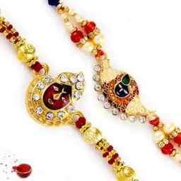 Set of 2 Stone-Studded Tie-Up Rakhis with Roli Chawal & Greetings Cards-image-21