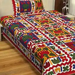Printed Single Bedsheet with Pillow Cover-9