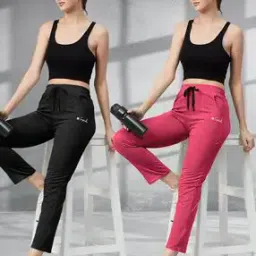 Women Cotton Straight Track Pants            -image-93