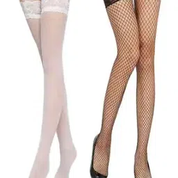 Women Pack of 2 Lace Sheer Stockings -image-32
