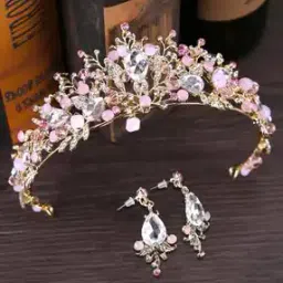 kairangi by yellow chimes Stone-Studded Tiara & Earrings Set-picture-8