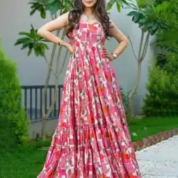 Women Floral Print Gown Dress-image-40