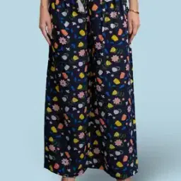 Women Floral Print Palazzos with Drawstring Waist-image-78