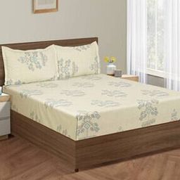 Geometric Print Fitted Double Bedsheet with Pillow Covers 200 TC-16