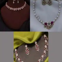 Women Set of 3 Stone-Studded Necklaces with Earrings-8